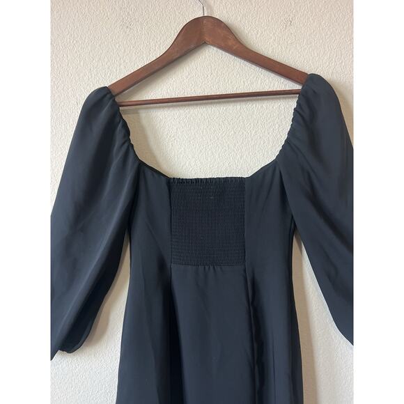 Wilfred Aritzia 4 Black Puff Sleeve Mini Dress Sweetheart Neck Coquette - Picture 9 of 9